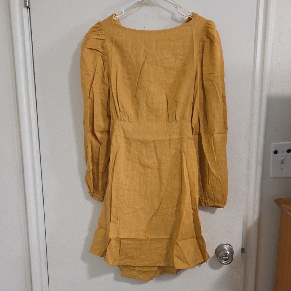Chic Long Sleeve Mustard Dress